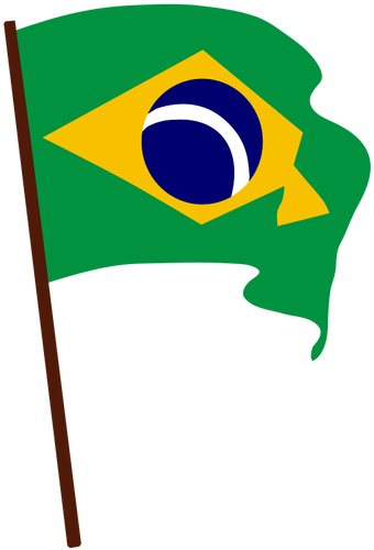 ब्राजील का झंडा पोल पर ड्राइंग वेक्टर