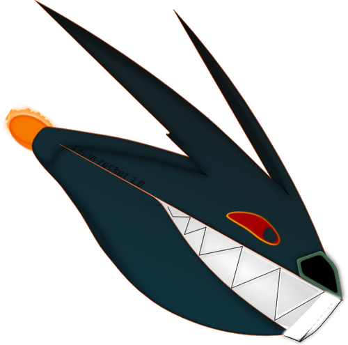Imagem de vetor do foguete tubarão dos desenhos animados