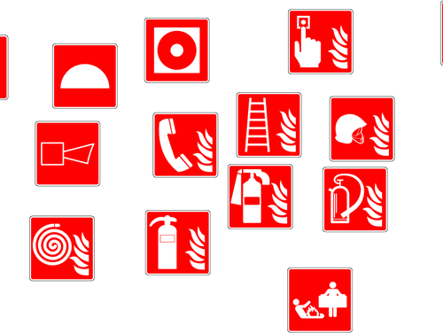 Пожарные знаки предупреждения векторное изображение