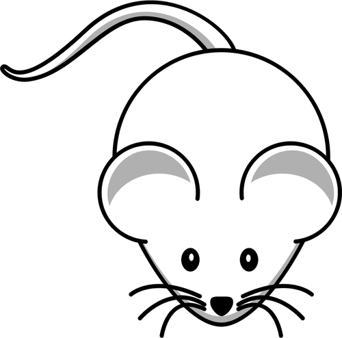 Vektori ClipArt sarjakuva valkoinen hiiri pitkät viikset