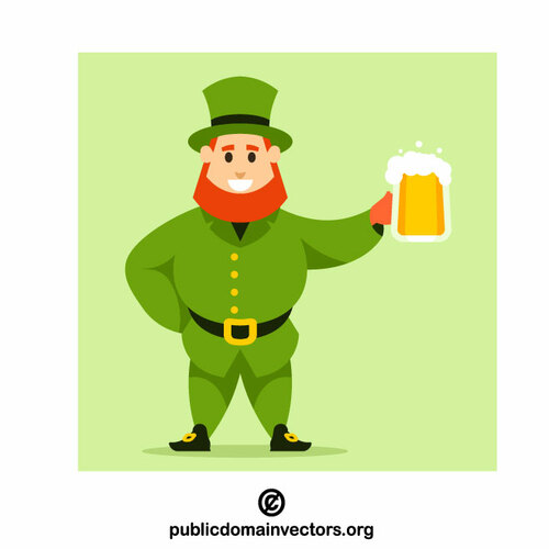 Leprechaun con un boccale di birra