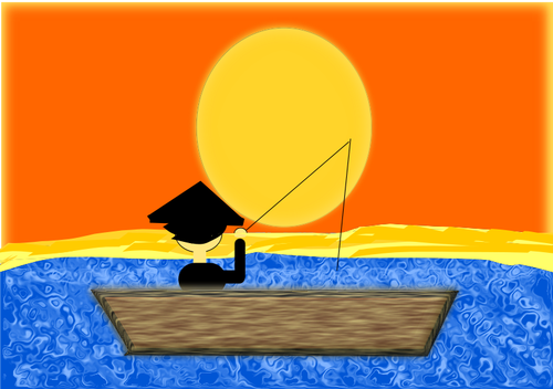 Rybolov podle slunce vektorový obrázek