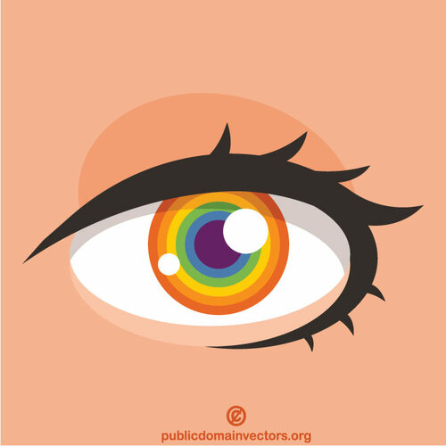 Oeil coloré avec des couleurs LGBT