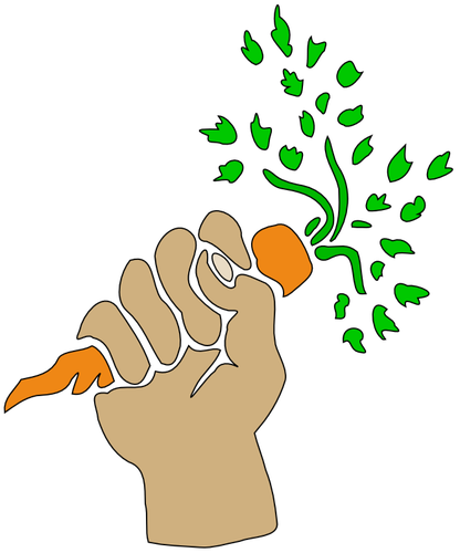 गाजर वेक्टर ड्राइंग पकड़े हाथ
