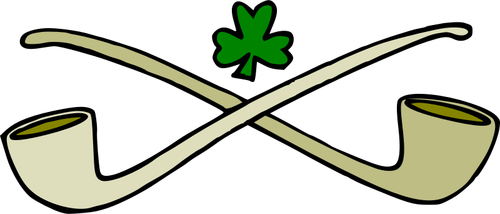 Gekruist pijpen en een shamrock vector illustraties