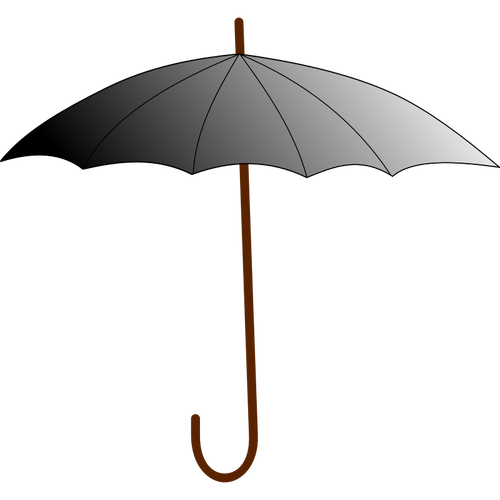Parapluie en niveaux de gris avec des graphiques vectoriels bâton brun