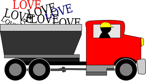 Vector image of love delivery truck