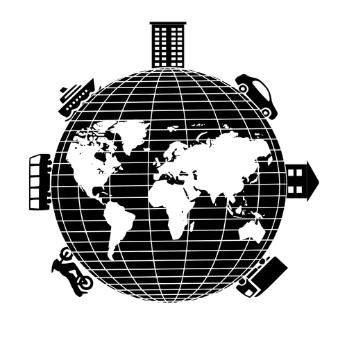 Globe transportsystemen vector illustratie