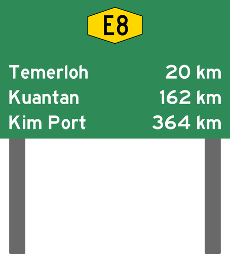 マレーシアの高速道路の距離のシンボル