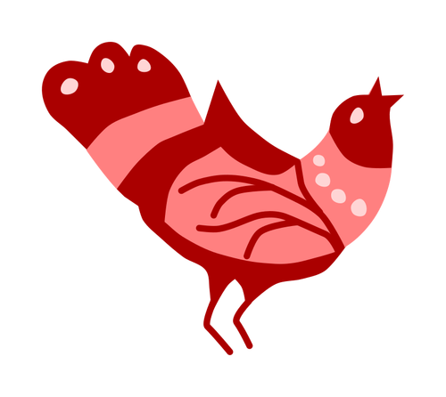 Rot Volkskunst Vogel Vektor-ClipArt