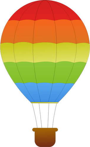 Orizontale verde, roşu şi albastru dungi aer cald balon grafică vectorială