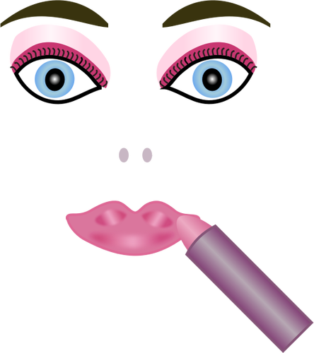 Kadının yüzü ve lipstputtick vektör çizimi