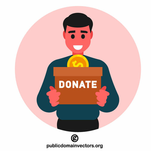 Man holding donate box