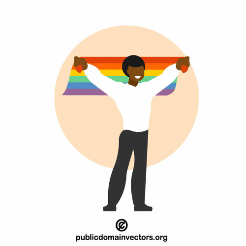 Homem negro segurando a bandeira LGBT