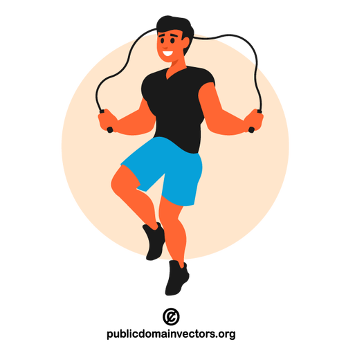 Man jumping over skipping rope