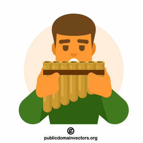 Hombre tocando una panpipe