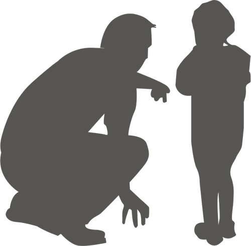 Vector de dibujo de un hombre hablando con un niño