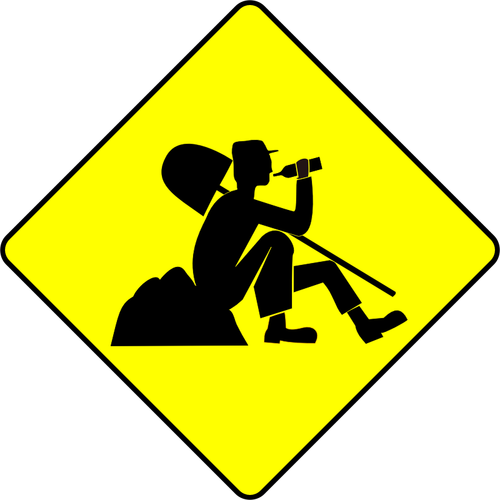 Vector drawing of a man at work sign