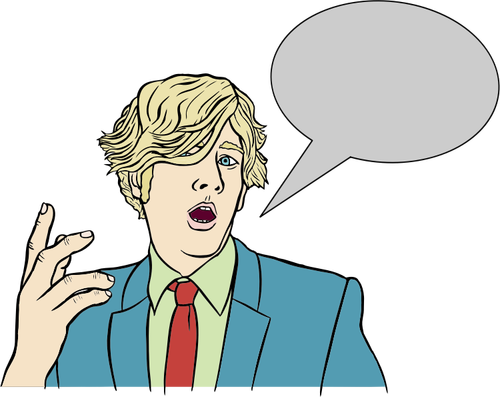 Blond man with speech bubble