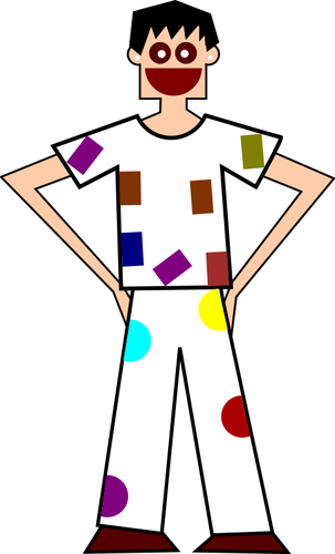 Человек с красочной одежде