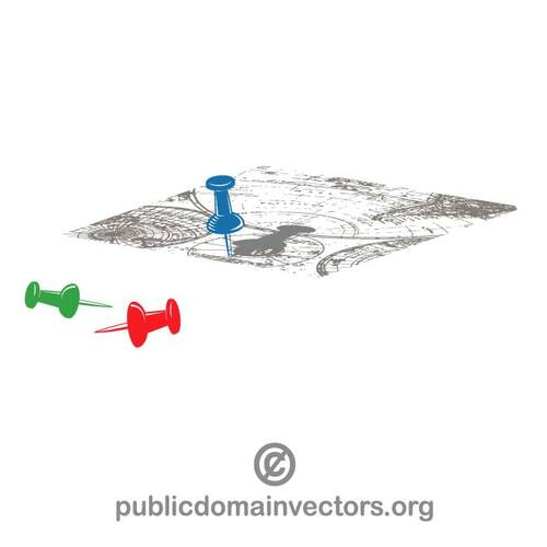 地図とカラフルなピン ベクトル