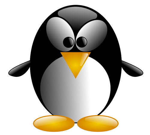 Ilustração de pinguim de desenho animado, com grandes olhos