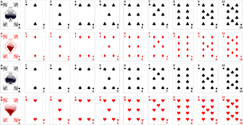 Grafika wektorowa z talii kart wierzchem do góry
