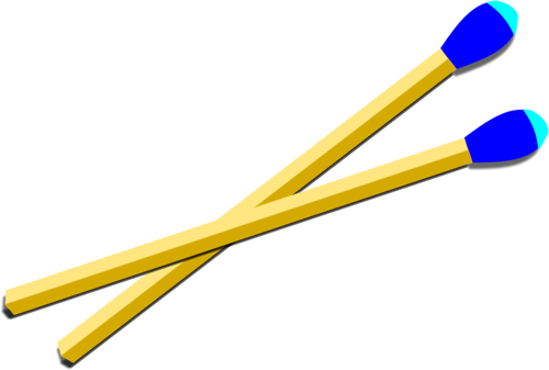 Houten wedstrijden met blauwe tip vector tekening