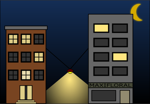 Gráficos vetoriais de rua com as luzes da cidade