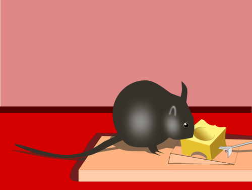 Cheese trap with a mouse