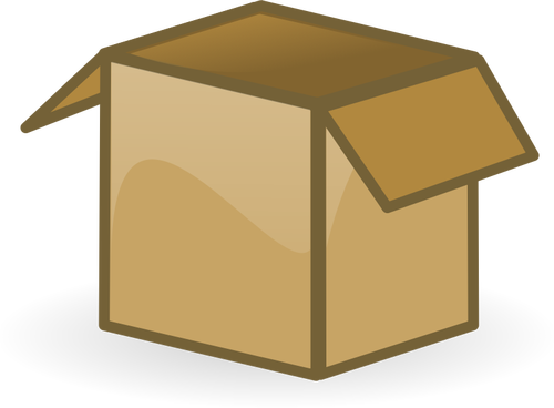 Dibujo de la caja de cartón marrón abierta vectorial