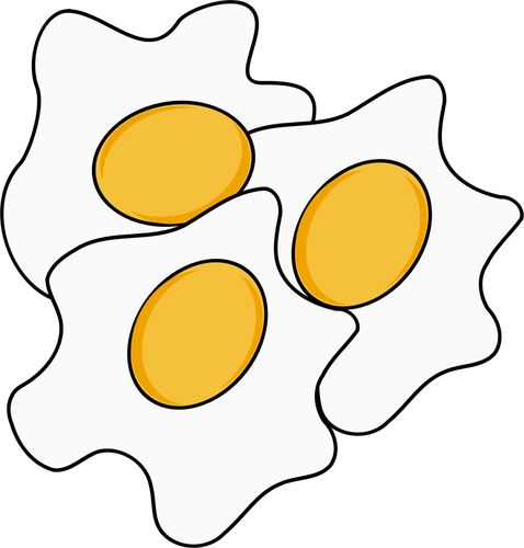 Image vectorielle du côté ensoleillé de trois œufs vers le haut