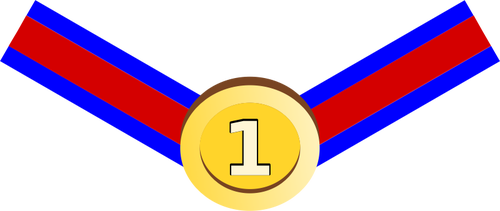 लाल और नीले रिबन के साथ स्वर्ण पदक के वेक्टर छवि