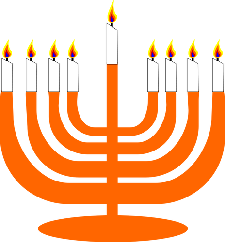 Gambar vektor Menorah dengan Shamash