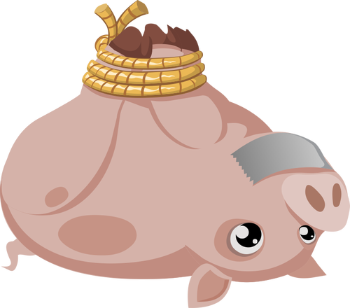 Vector drawing of tied pig