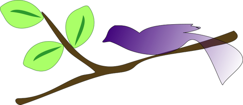 Vektor illustration av gradient blå fågel på en gren