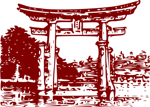 Miyajima Torii w ilustracji wektorowych czerwony