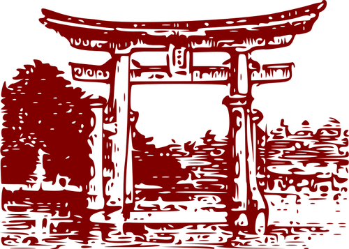 Miyajima Torii in rode vectorillustratie