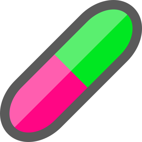 Pink and green capsule