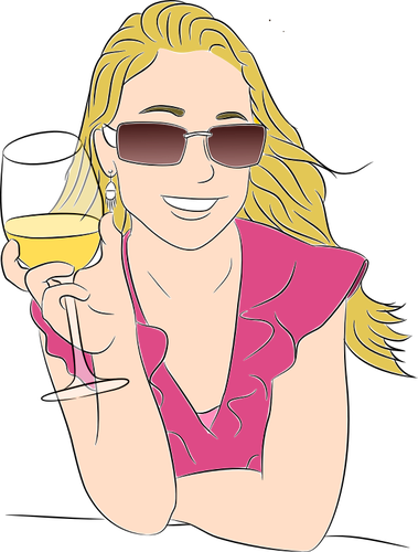 Mujer cata vino vector clip art