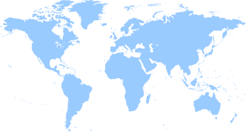 Blå silhuett vektortegning politiske verden kart