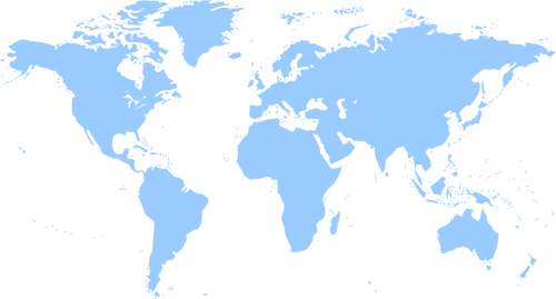 青いシルエットのベクトル描画政治世界地図