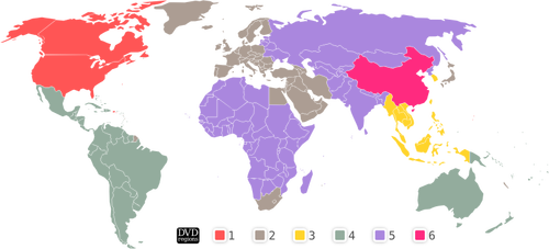 DVD 区域地图矢量图像