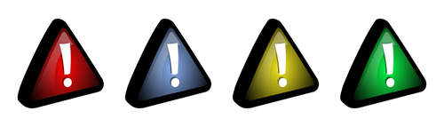 Vector drawing of exclamation mark in different triangles
