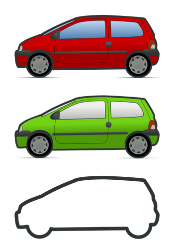 Kırmızı ve yeşil Renault Twingo vektör