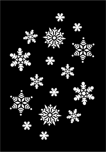 Vector de la imagen de los copos de nieve blancas sobre fondo negro