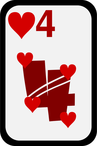 أربعة من قلوب غير تقليدي لعب بطاقة ناقلات قصاصة الفن