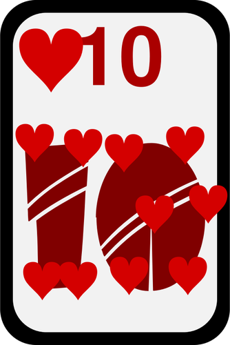 Dieci di cuori funky carta da gioco vettoriale ClipArt