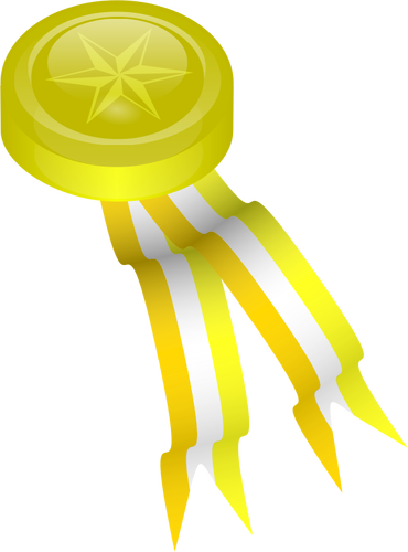 Medalha de ouro com fitas listradas vector clipart