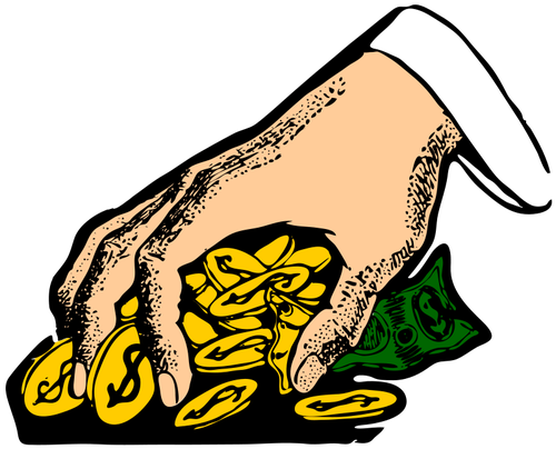 Mano agarrando ilustración vectorial dinero